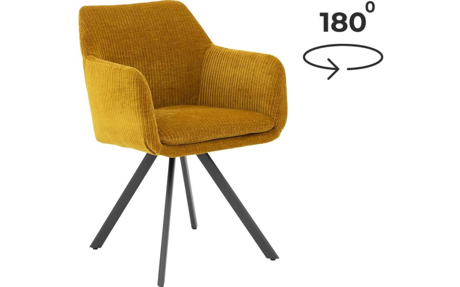 Goossens Excellent Eetkamerstoel Binn geel stof graden draaibaar met return functie met armleuning, stijlvol landelijk - 8718823134100